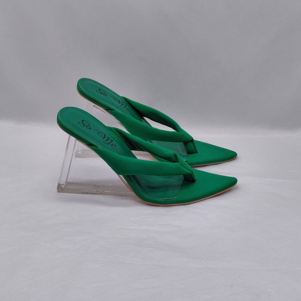 Womens Wedge Heel Sandals Size 7 Green Wedding Cocktail Party Y2K Revival So Me